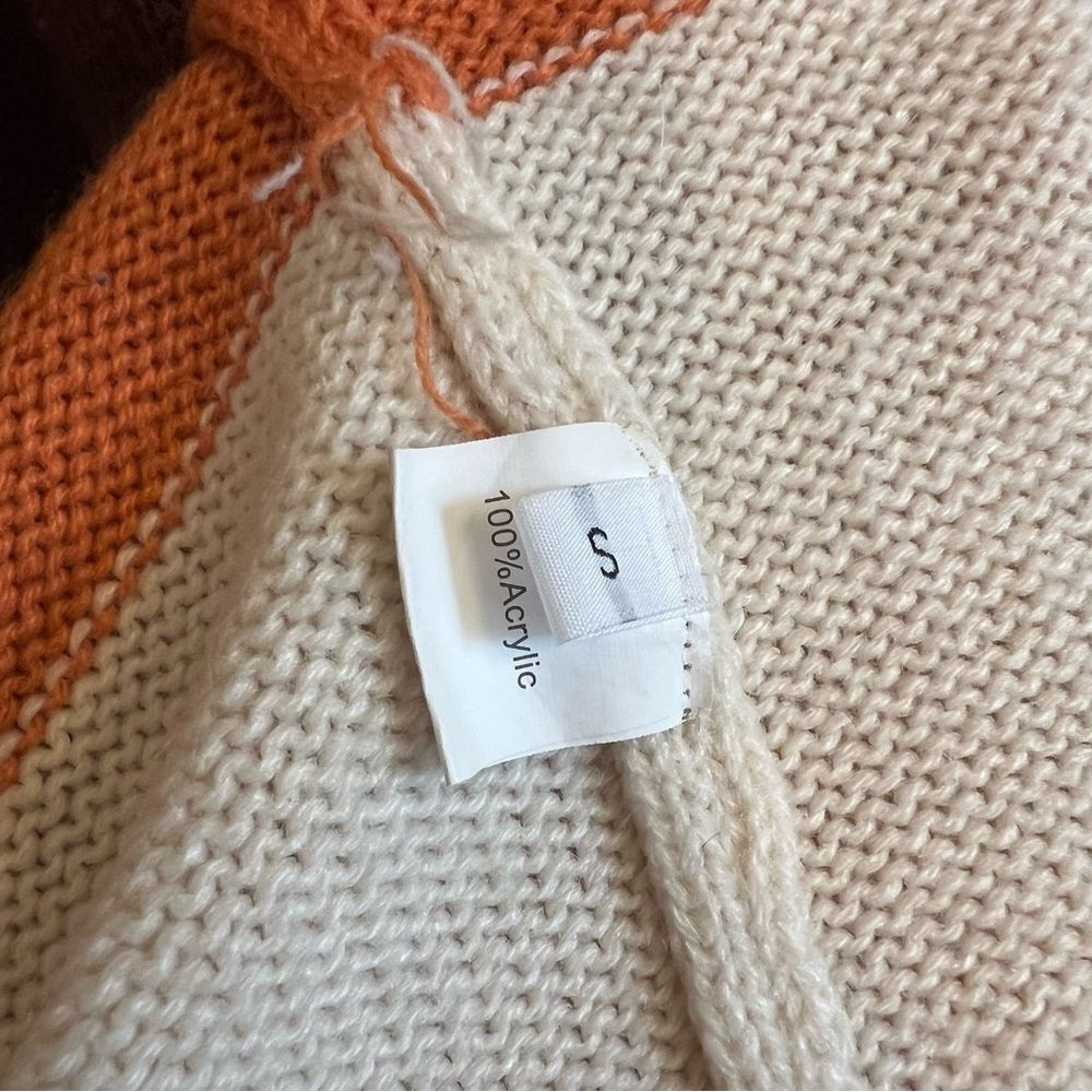 Color block Orange,maroon, & Cream Knit Cardigan - Picture 4 of 5